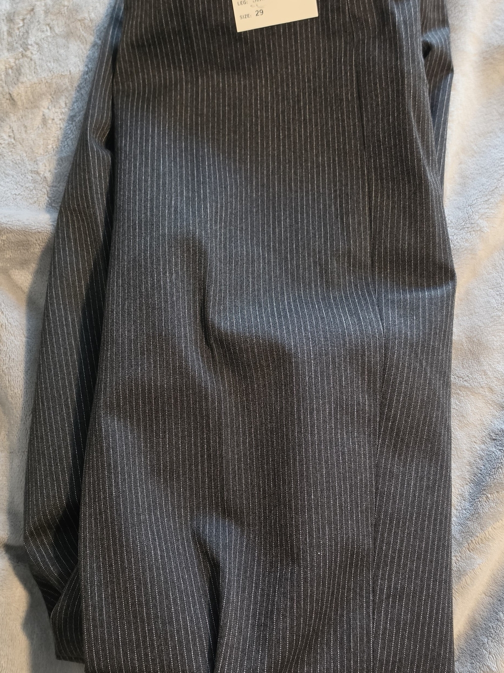 Womens Pinstripe Midi Skirt - Gray